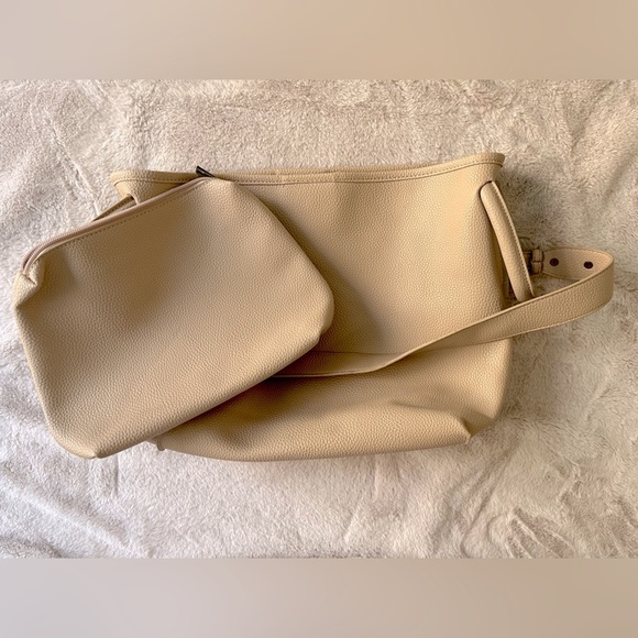 NWT Anthropologie Loop Handle Bucket Bag Taupe Vegan Leather - Picture 6 of 10